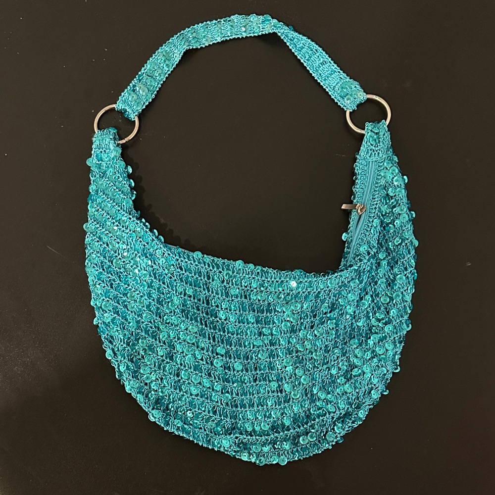 Y2K Turquoise Beaded Shoulder Bag